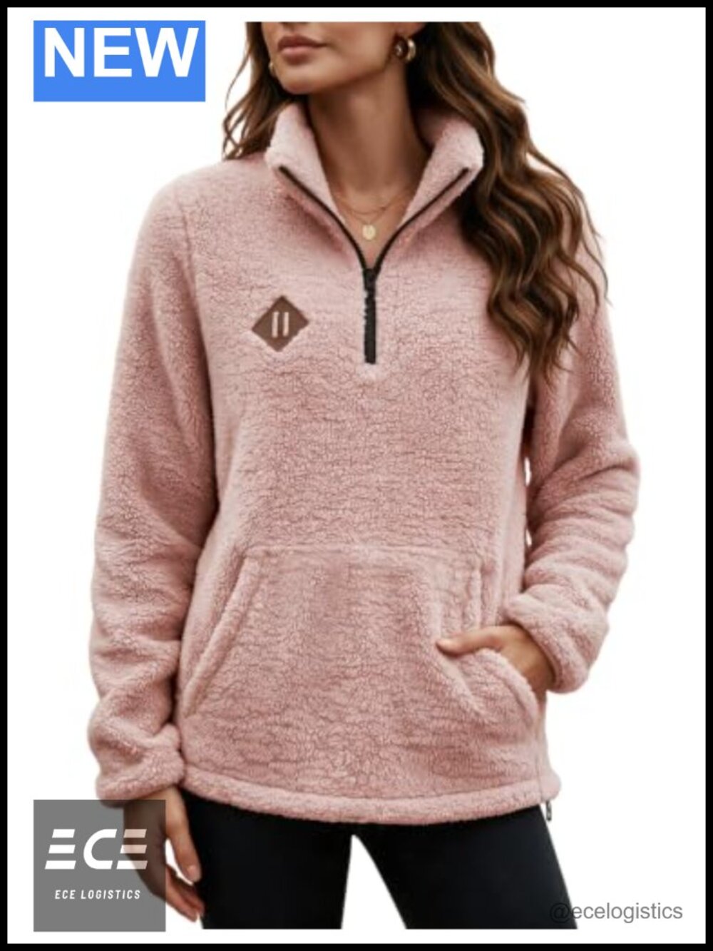 Sherpa Fleece Half Zip Pullover Sweatshirt Kangaroo Pocket